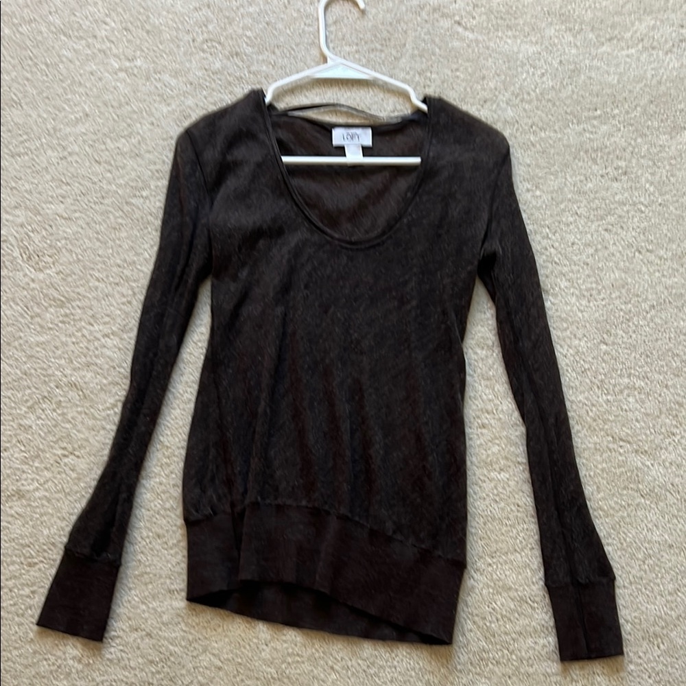 LOFT Dark Brown Crew Neck Sweater
